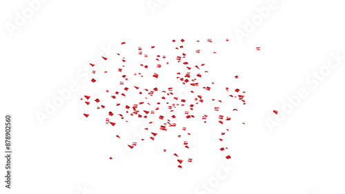 Red Confetti explodes on a white background