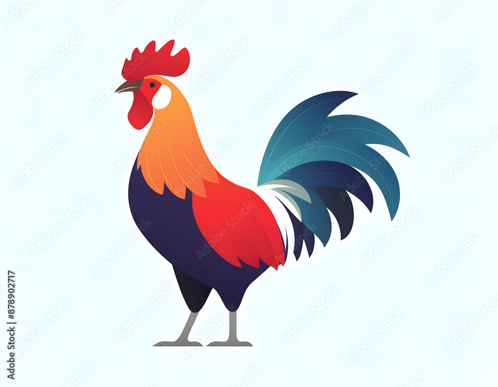 Fototapeta premium A cartoon illustration of a rooster