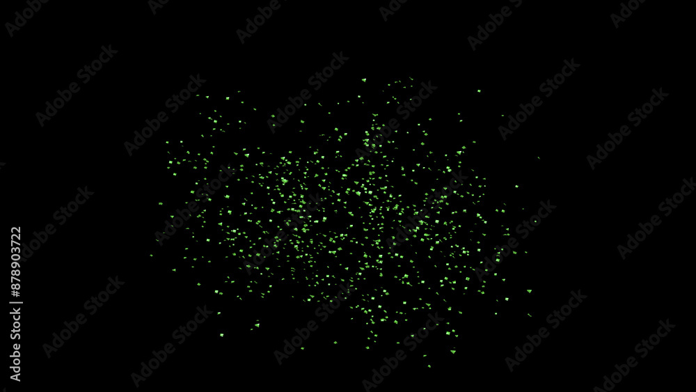 Green Confetti explodes on a black background Green Confetti explodes on a black background