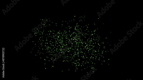 Green Confetti explodes on a black background