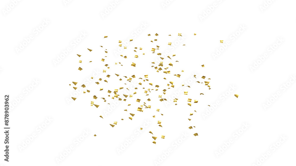 Golden tinsel Confetti explodes on a white background Golden tinsel Confetti explodes on a white background