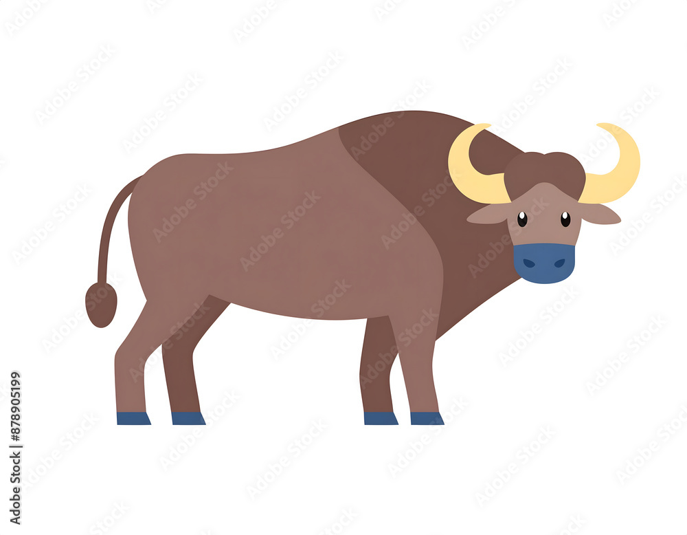 A brown standing buffalo cartoon illustration A brown standing buffalo cartoon illustration