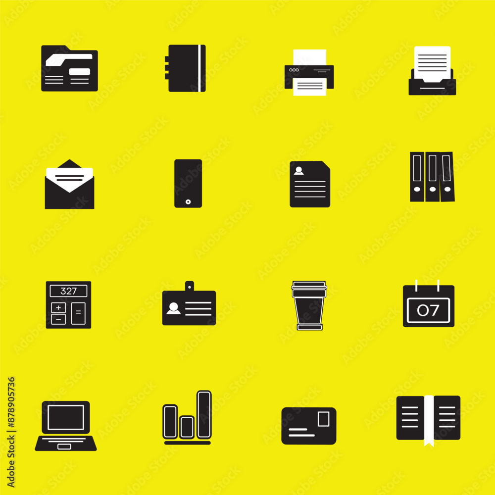 Office Icon Rounded Yellow Black White Office Icon Rounded Yellow Black White