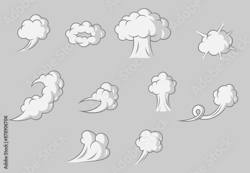 Set Cartoon Style Smoke Element Collection.