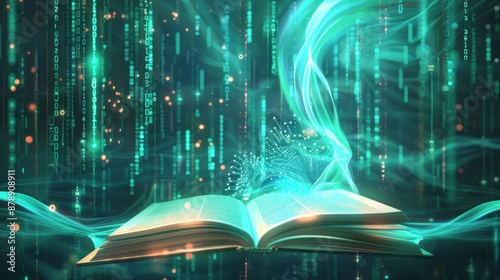 Digital Data Flows Over an Open Book