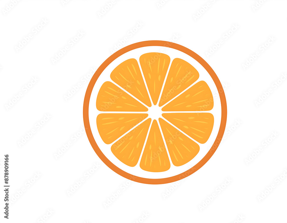 A cartoon illustration of a cut orange slice A cartoon illustration of a cut orange slice
