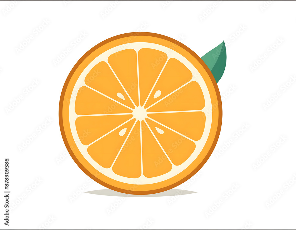 A cartoon illustration of a cut orange slice A cartoon illustration of a cut orange slice