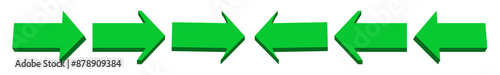 arrows 3d green icon. arrow sign three-dimensional shape with left and right direction of true stright symbol. isolated on white background. button for web, e-mail, e-commerce, graphics design