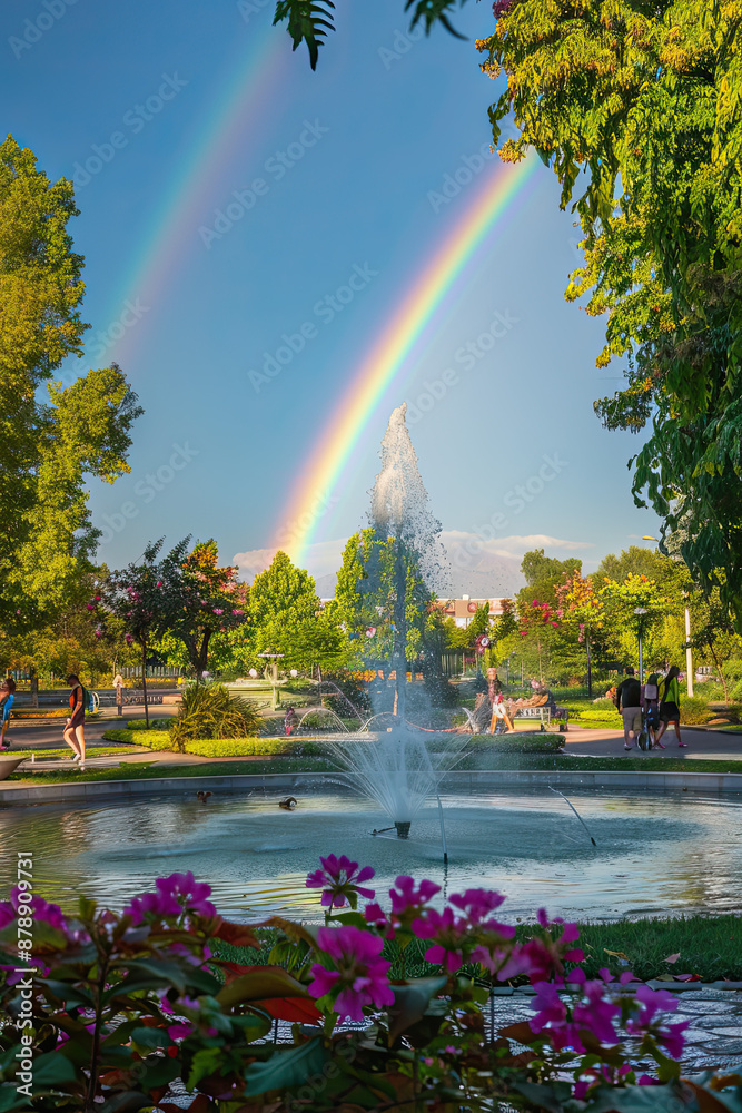 Fototapeta premium Cheerful Rainbow in City Park