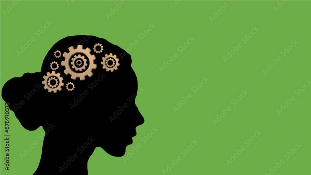 silhouette of women with a head that is thinking or finding an idea, a brain in process, mastermind and smart brain, spinning brain animation, green background
silhouette of women with a head that is thinking or finding an idea, a brain in process, mastermind and smart brain, spinning brain animation, green background