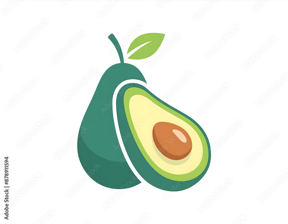 Avocado fruit cut in half cartoon illustration Avocado fruit cut in half cartoon illustration