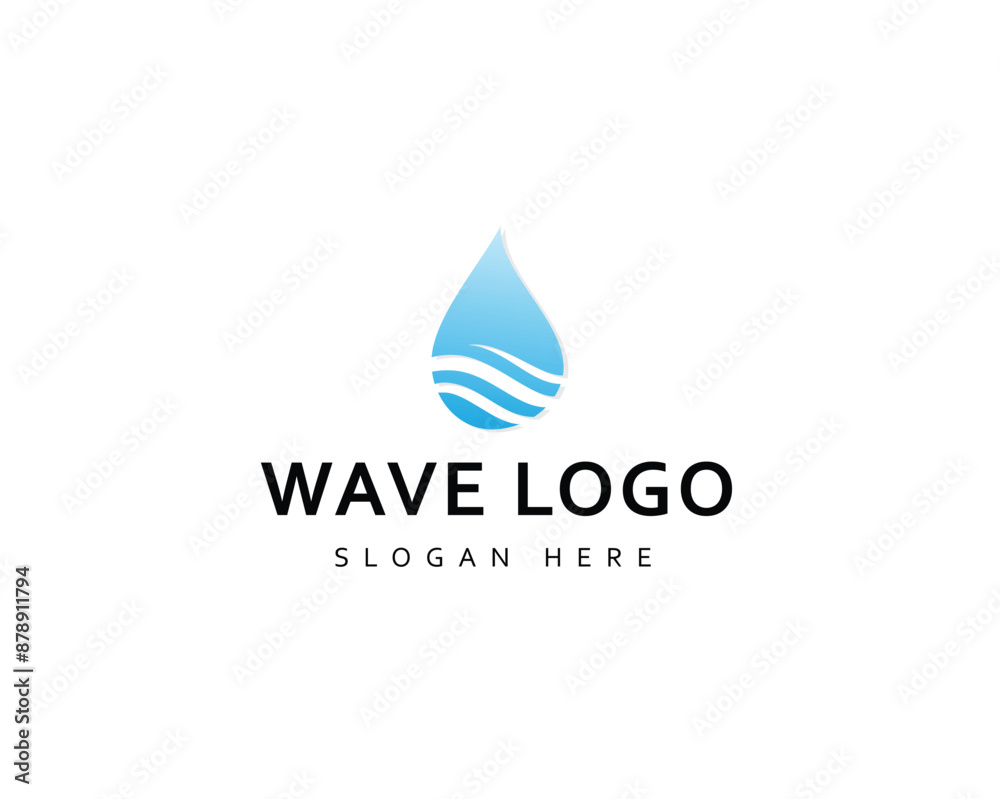 Wave and water drop combination logo concept Wave and water drop combination logo concept