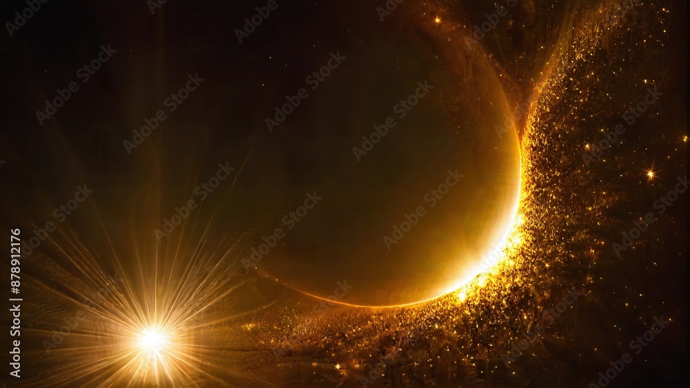Obraz premium Generative AI, Spectacular Celestial Event: Solar Eclipse with Golden Radiance