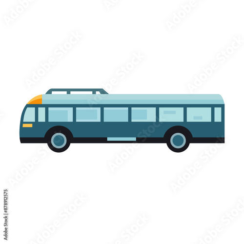 Blue city bus  vector art, flat design illustration, modern bus clip art side view 