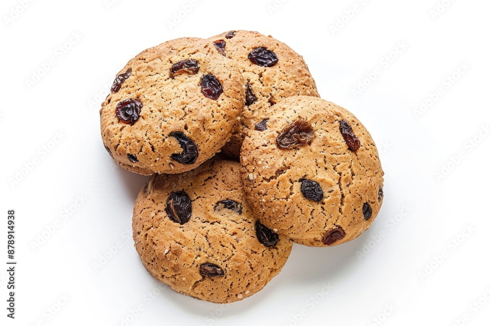 A pile of cookies sitting on a clean and empty white surface, great for food or decoration images A pile of cookies sitting on a clean and empty white surface, great for food or decoration images
