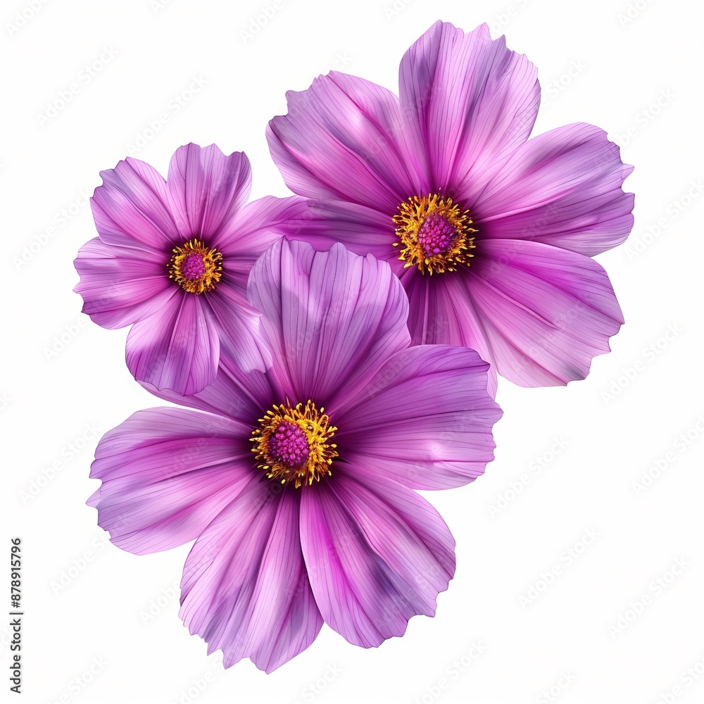Purple Cosmos Isolated on White Background. Beautiful Cosmos Flower Purple Cosmos Isolated on White Background. Beautiful Cosmos Flower