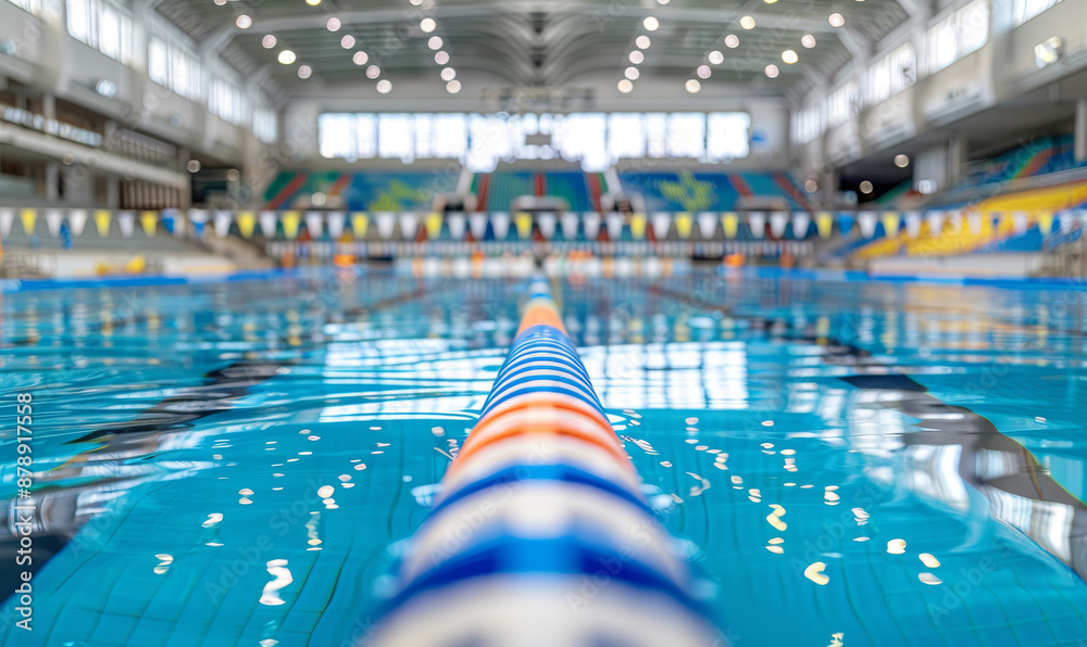 Obraz premium Swimming Pool Lane Divider and Reflection in Water 