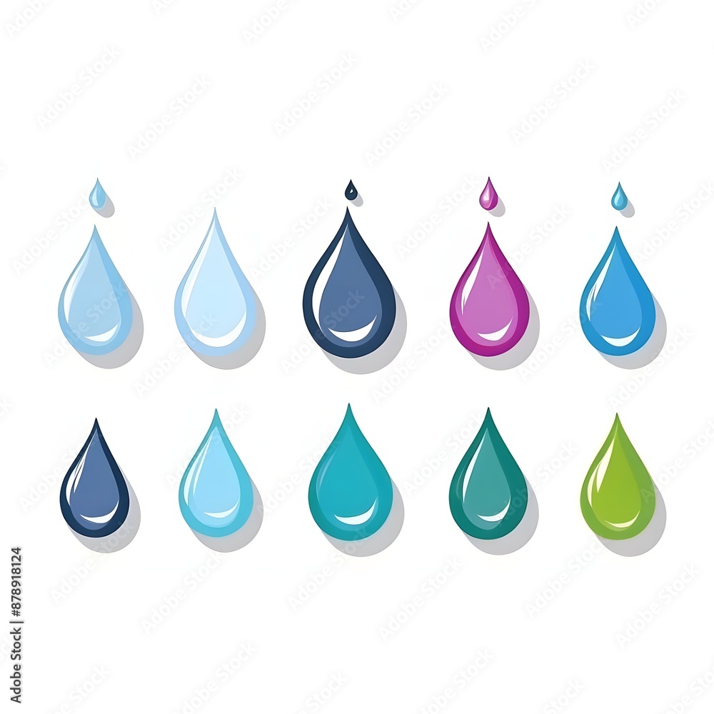 Colorful Cartoon Water Drops Colorful Cartoon Water Drops