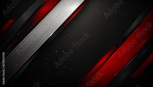 Dark red and silver angular shapes on black background