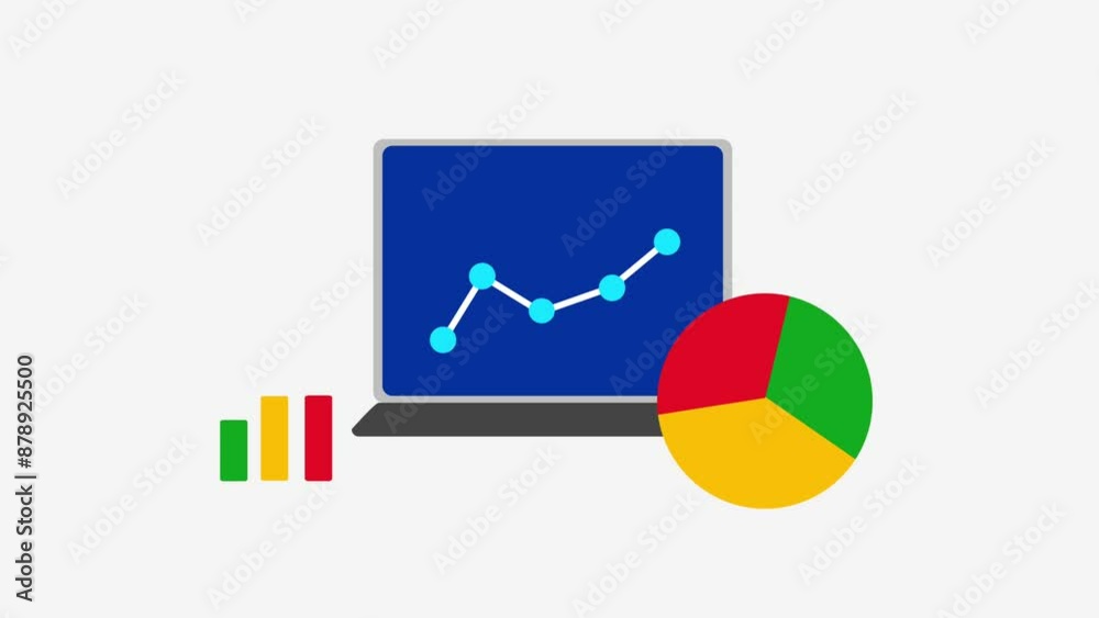 Animation of data analysis 2D trend pie chart trading