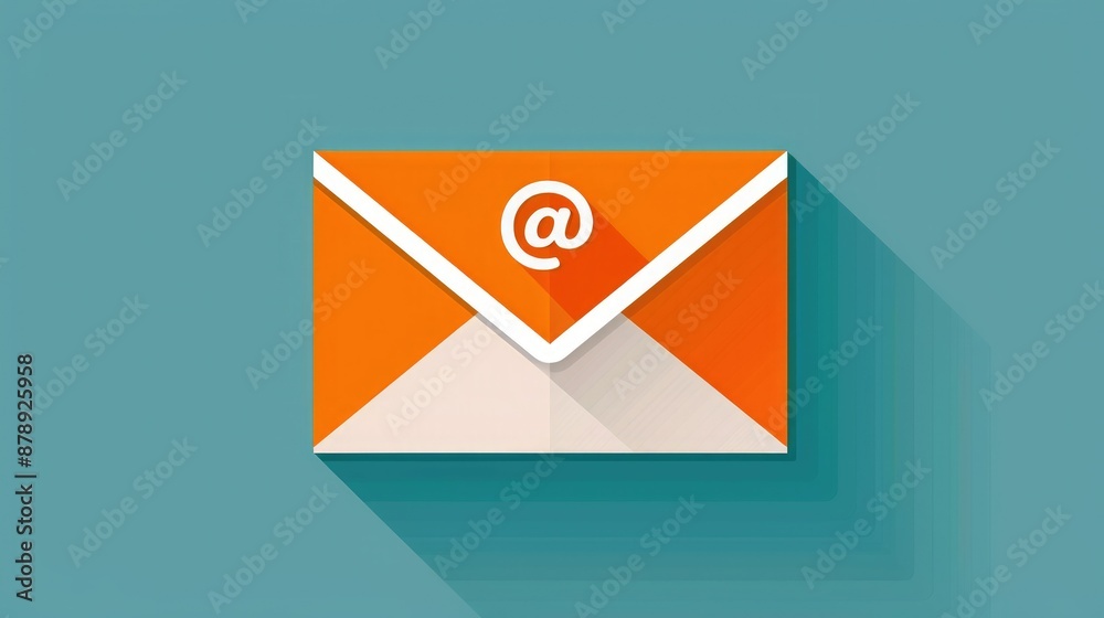Illustration of a flat design email envelope with at symbol on a blue background. Ideal for communication and digital correspondence concepts. Illustration of a flat design email envelope with at symbol on a blue background. Ideal for communication and digital correspondence concepts.