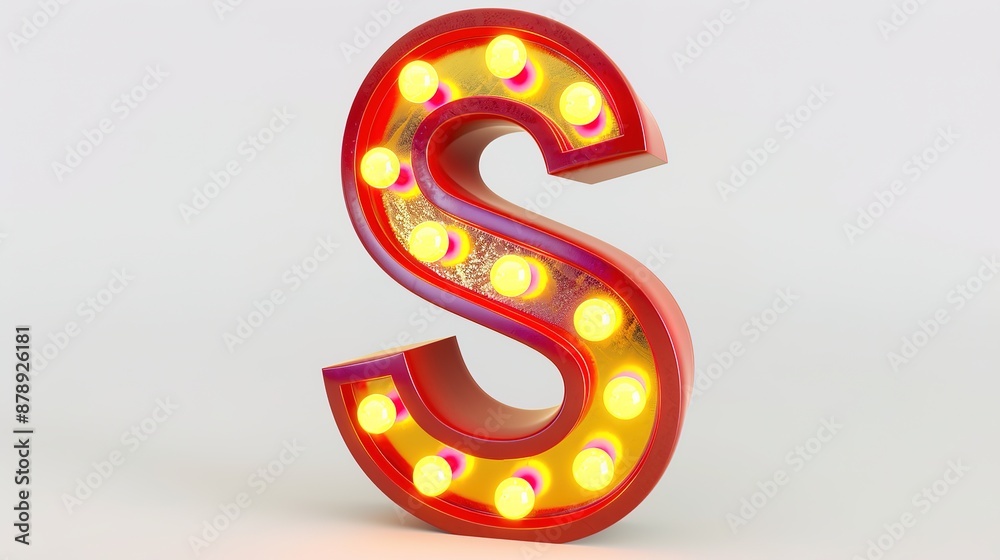 Red and Yellow 3D Plastic LED Letter s on White Background Red and Yellow 3D Plastic LED Letter s on White Background