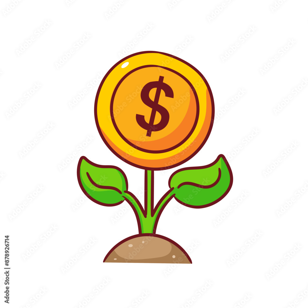 Plan Money Grow Cartoon Vector.  Saving And Investment Illustration. Business And Finance Concept Design. Isolated White Background.