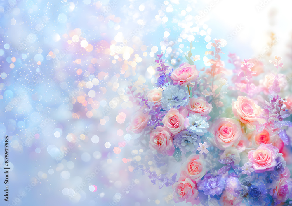 pink roses on a blue background pink roses on a blue background