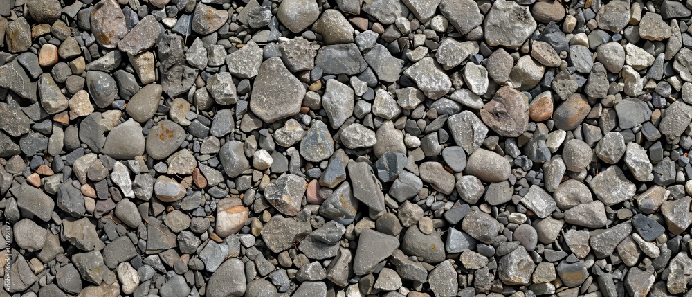 Panoramic close-up, high detail scan of pathway gravel texture, Generative AI Panoramic close-up, high detail scan of pathway gravel texture, Generative AI