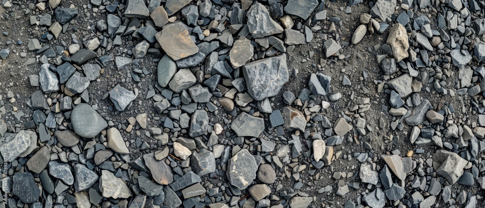 Panoramic close-up, high detail scan of pathway gravel texture, Generative AI Panoramic close-up, high detail scan of pathway gravel texture, Generative AI