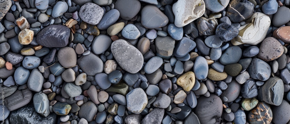 Panoramic close-up, high detail scan of smooth pebble texture, Generative AI Panoramic close-up, high detail scan of smooth pebble texture, Generative AI