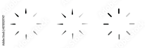 Loading icon set. Screen load progress wait circle vector symbol. Web buffer loader sign.