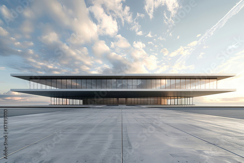 Concrete outdoor square building,Empty architectural background.