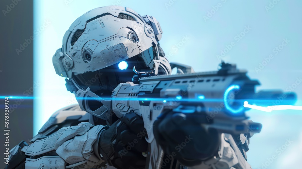 Fototapeta premium Futuristic Soldier Ready for Action
