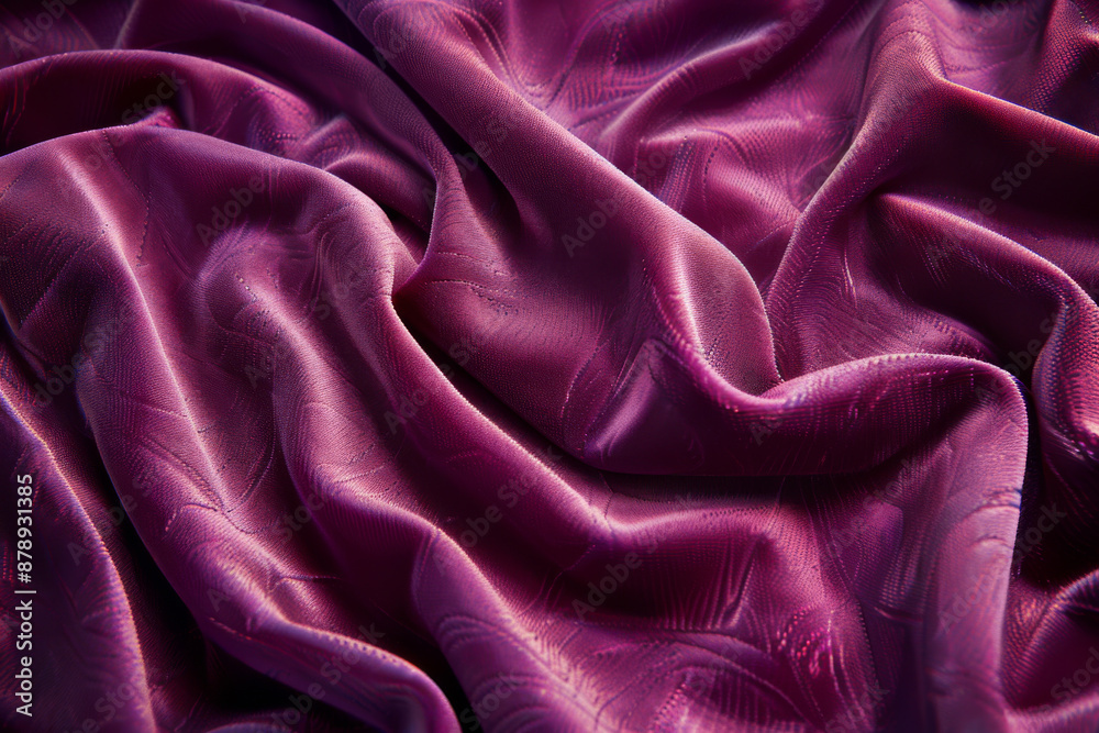 Fototapeta premium Luxurious purple satin fabric with elegant folds and smooth texture, perfect for fashion, design, or textured background use.