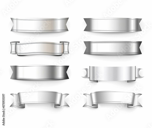 Elegant Silver Banner Collection for Web Design and Graphics - Premium Decorative Design Elements.