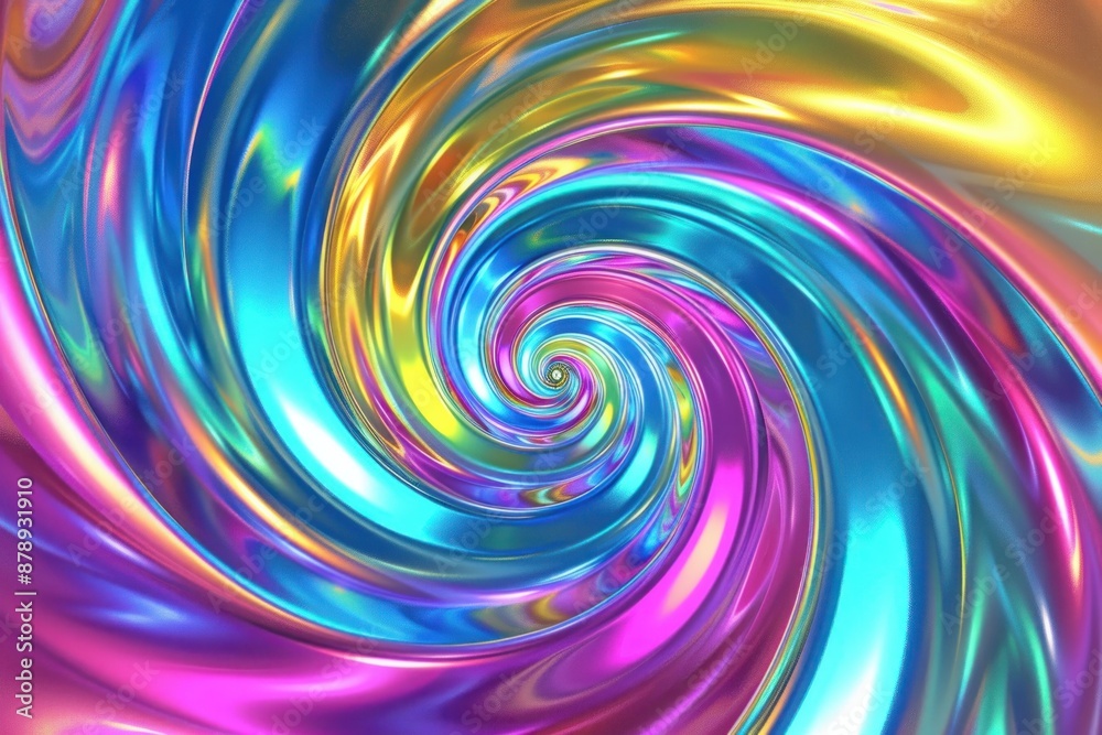 Abstract spiral illustration with holographic colors, seamless tile pattern Abstract spiral illustration with holographic colors, seamless tile pattern