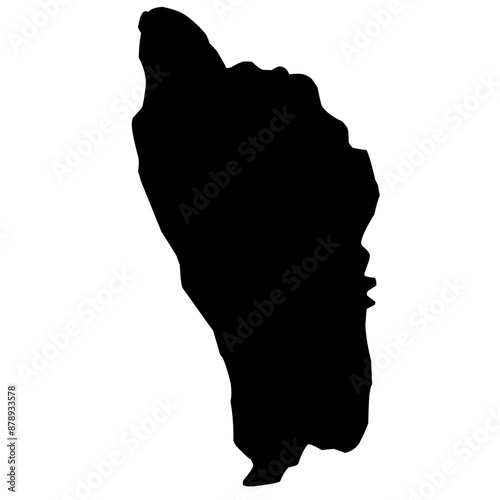 dominica map silhouette on transparent background