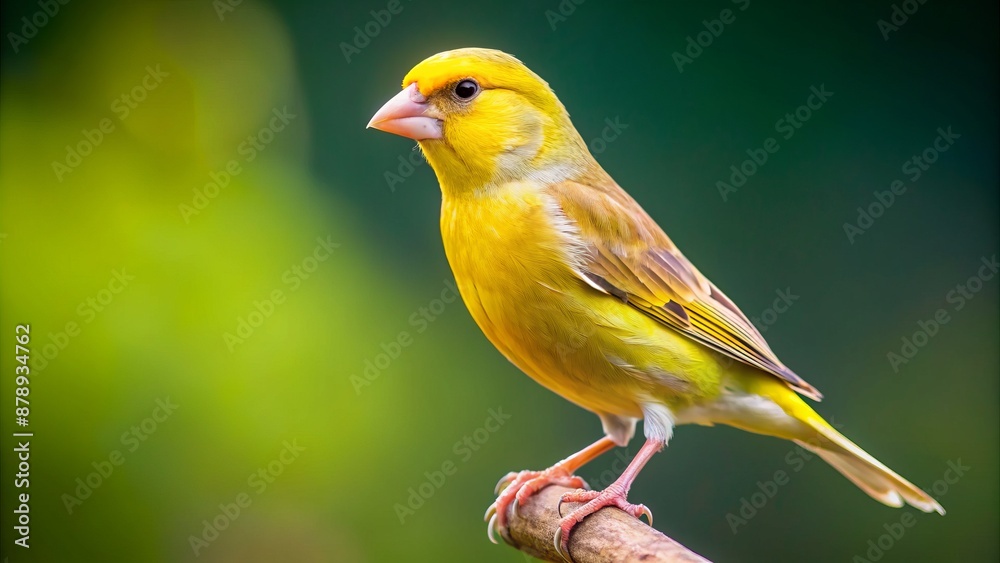Full-body portrait of a canary bird on a perch Full-body portrait of a canary bird on a perch