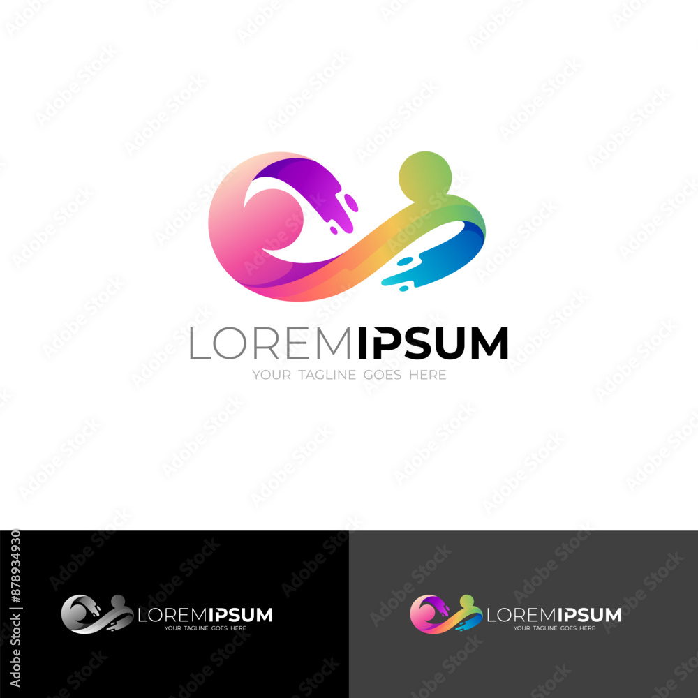 Charity logo with people design colorful, 3d style, family Charity logo with people design colorful, 3d style, family