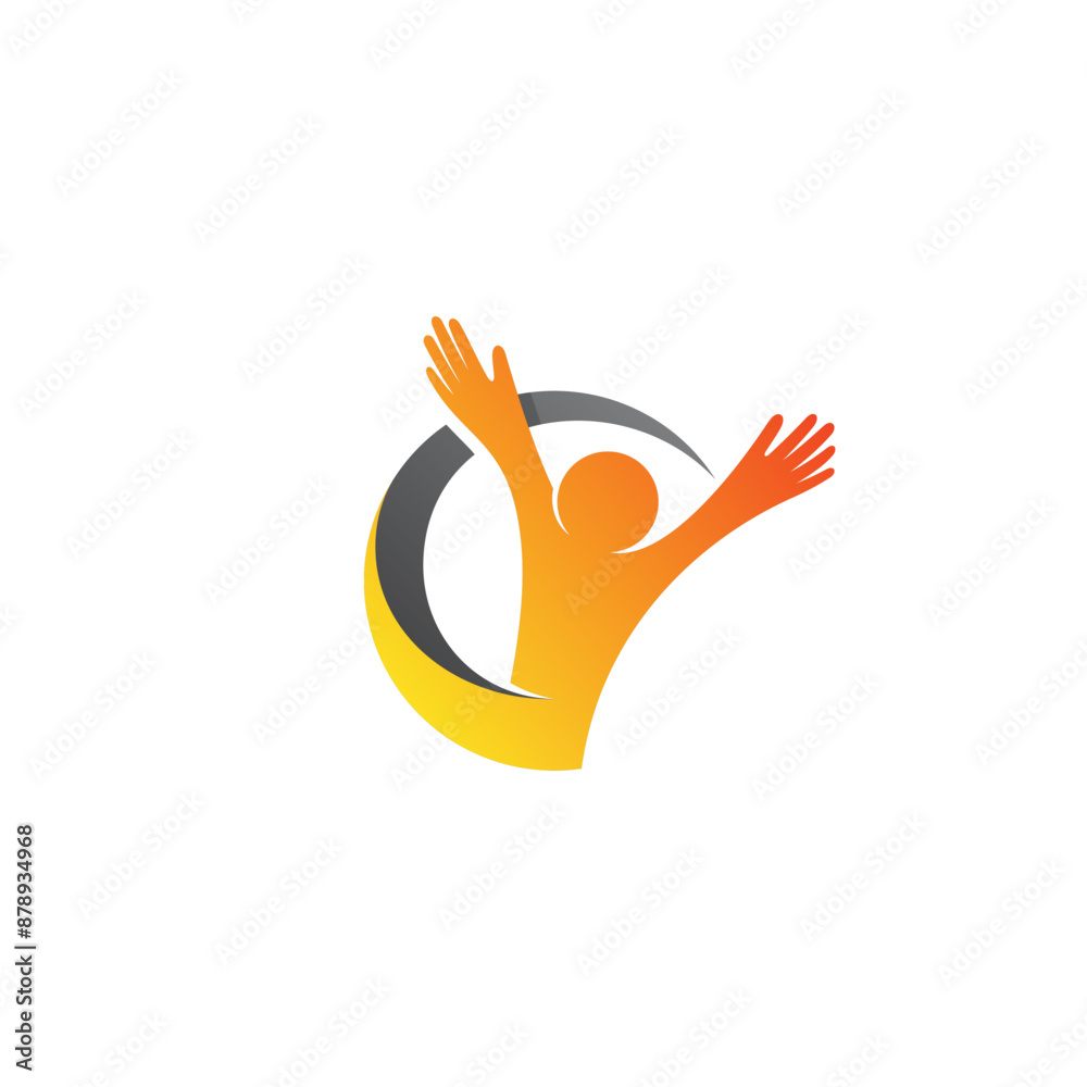 Obraz premium Children care logo with charity design, unity logos, people happy