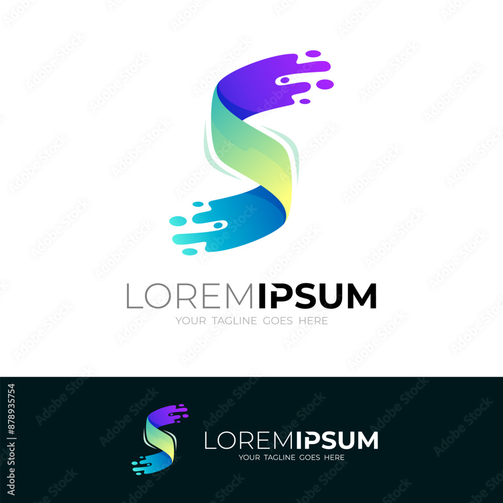 Abstract letter S design colorful 3d style logos, swoosh
