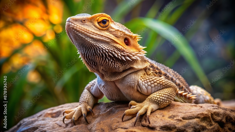 Obraz premium Full-body portrait of a bearded dragon on a rock