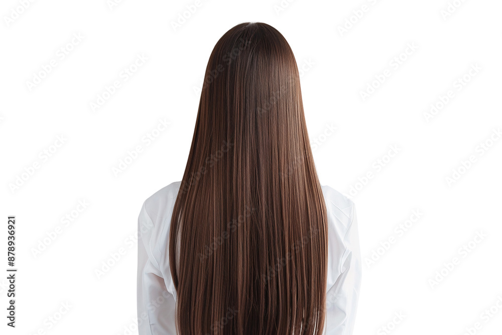 Woman with straight long brown hair from back view, Hair styling, isolated on transparent background Woman with straight long brown hair from back view, Hair styling, isolated on transparent background