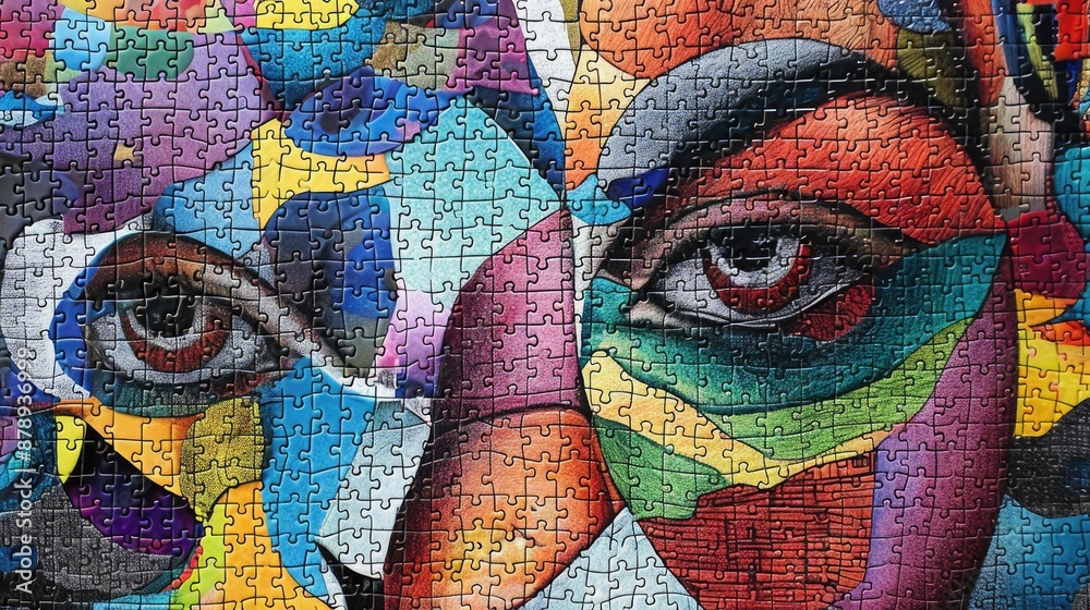 Art puzzle colored pen drawing on jigsaw pieces Art puzzle colored pen drawing on jigsaw pieces