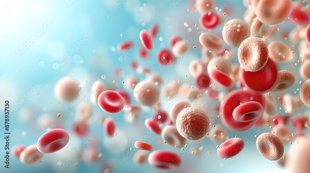 High-resolution, realistic illustration of white blood cells on a minimalist background,