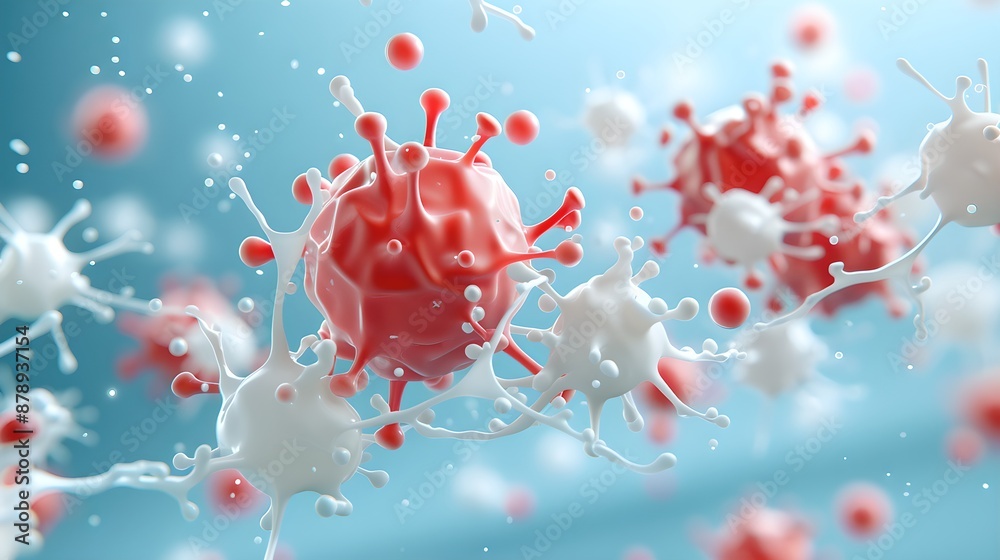 Obraz premium Minimalist depiction of white blood cells with realistic details, ideal for medical or educational purposes