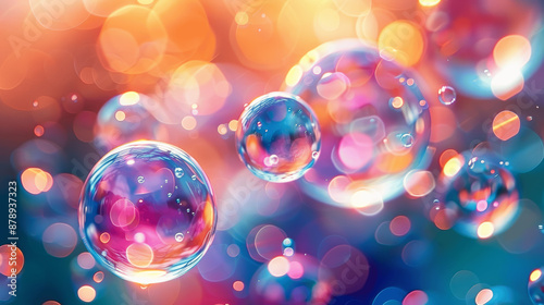 Colorful Abstract Desktop Wallpaper with Floating Soap Bubbles