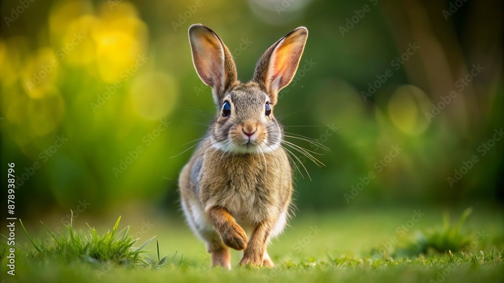 Full-body portrait of a rabbit with lop ears hopping Full-body portrait of a rabbit with lop ears hopping
