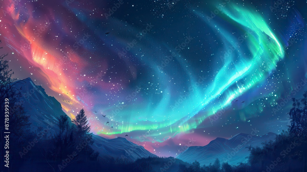 custom made wallpaper toronto digitalColorful aurora borealis over snow-covered mountains